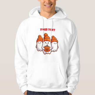 Cute Halloween Ghosts with Pumpkin and Orange Bean Hoodie