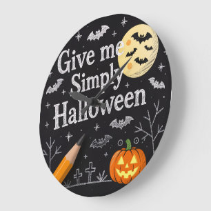 Cute Halloween Gift Wrap Large Clock
