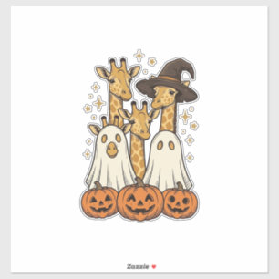 Cute Halloween Giraffe Ghost Pumpkin Shirt Design_