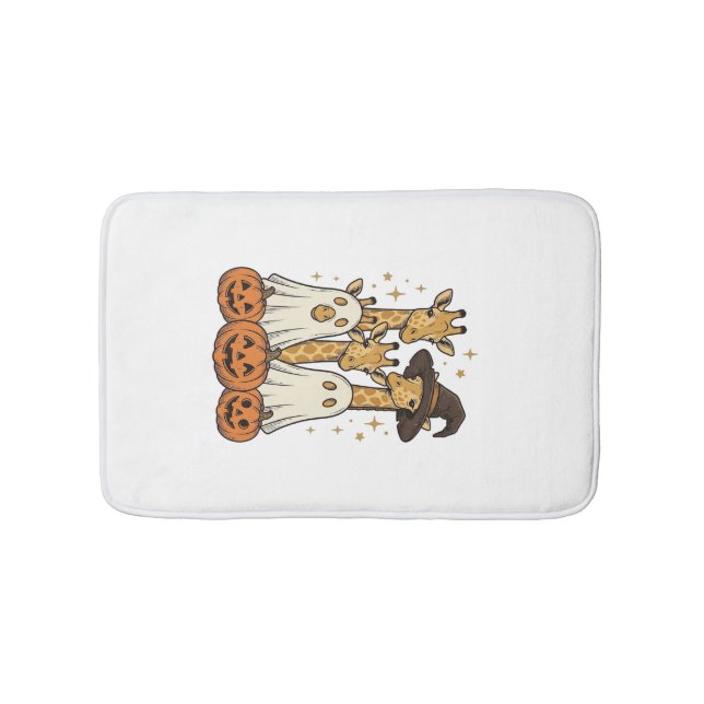 Cute Halloween Giraffe Ghost Pumpkin Shirt Design_ Bath Mat (Front)
