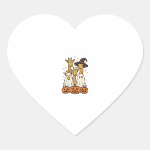Cute Halloween Giraffe Ghost Pumpkin Shirt Design_ Heart Sticker