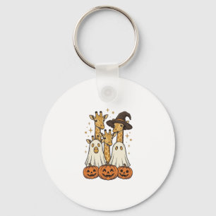 Cute Halloween Giraffe Ghost Pumpkin Shirt Design_ Keychain