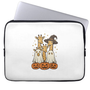 Cute Halloween Giraffe Ghost Pumpkin Shirt Design_ Laptop Sleeve