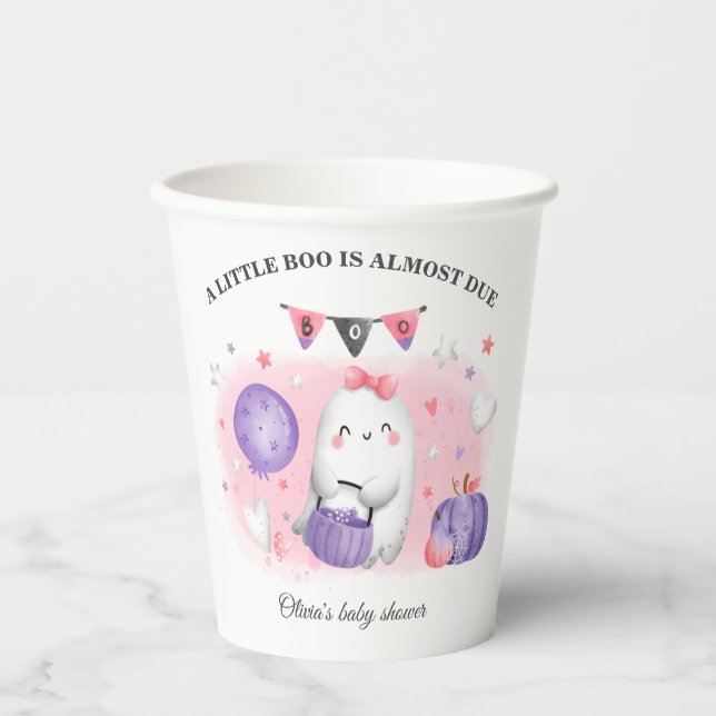 Cute Halloween Girl Baby Shower Pink Purple Paper Cups (Front)