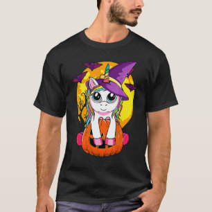 Cute Halloween  Girls Kids Witchy Unicorn Hallowee T-Shirt