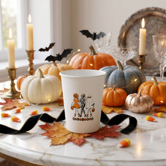 Cute Halloween Girls Skeleton Ghost Pumpkin Paper Cups