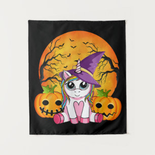 Cute Halloween Girls Witchy Unicorn Halloween Tapestry