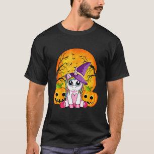 Cute Halloween Girls Women Witchy Unicorn Hallowe T-Shirt