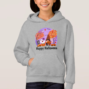 Cute Halloween Gnome And Ghost With Text Hoodie