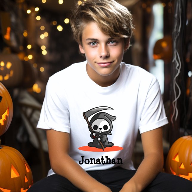 Cute Halloween Grim Reaper Ghost Name T-Shirt (Creator Uploaded)