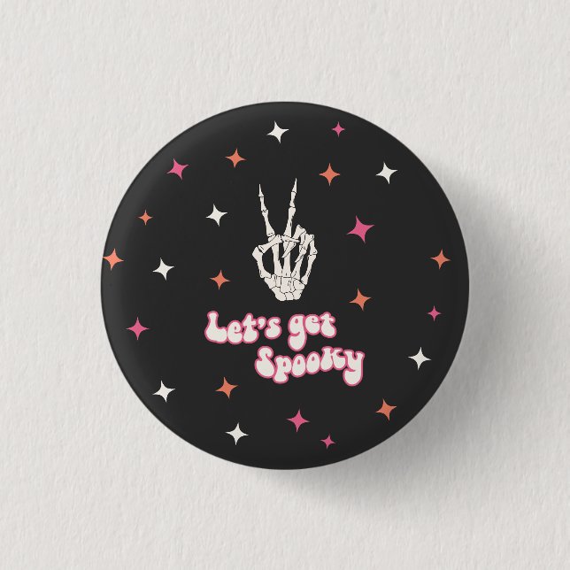 Cute Halloween Groovy Skeleton  1 Inch Round Button (Front)
