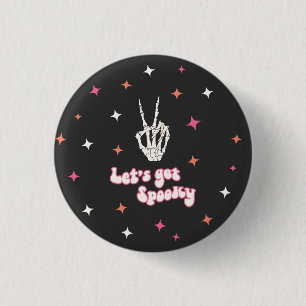 Cute Halloween Groovy Skeleton  1 Inch Round Button