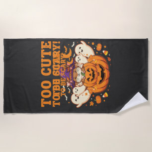 Cute Halloween Hamster Pumpkin Ghost Design_1 Beach Towel