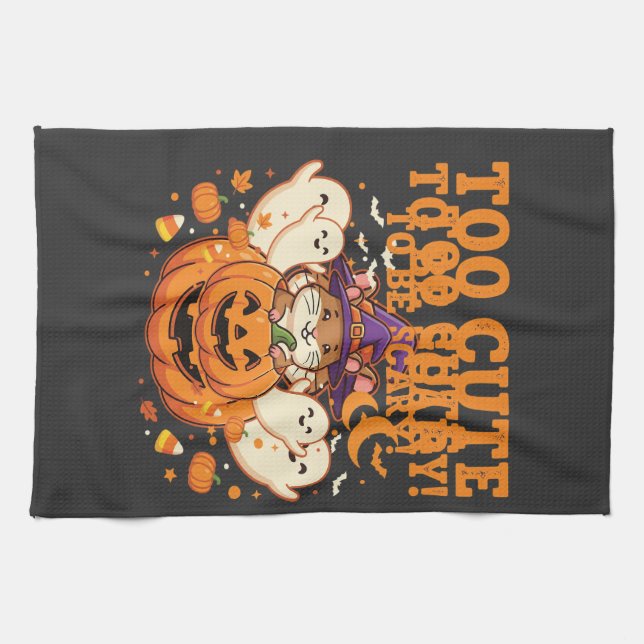 Cute Halloween Hamster Pumpkin Ghost Design_1 Kitchen Towel (Horizontal)