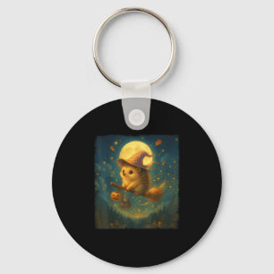 Cute Halloween Hedgehog Broom Ride With Tion And P Keychain