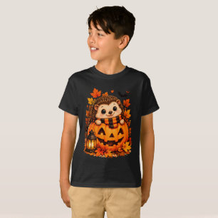 Cute Halloween Hedgehog Pumpkin Kids T-Shirt