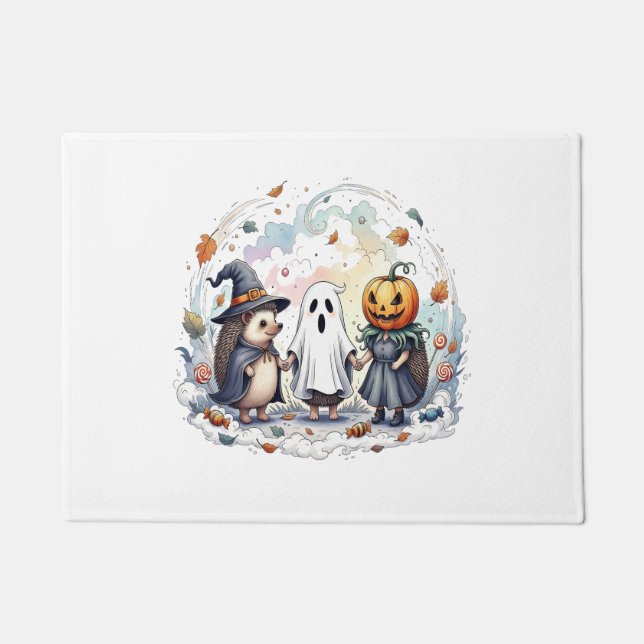 Cute Halloween Hedgehogs Costume Doormat (Front)