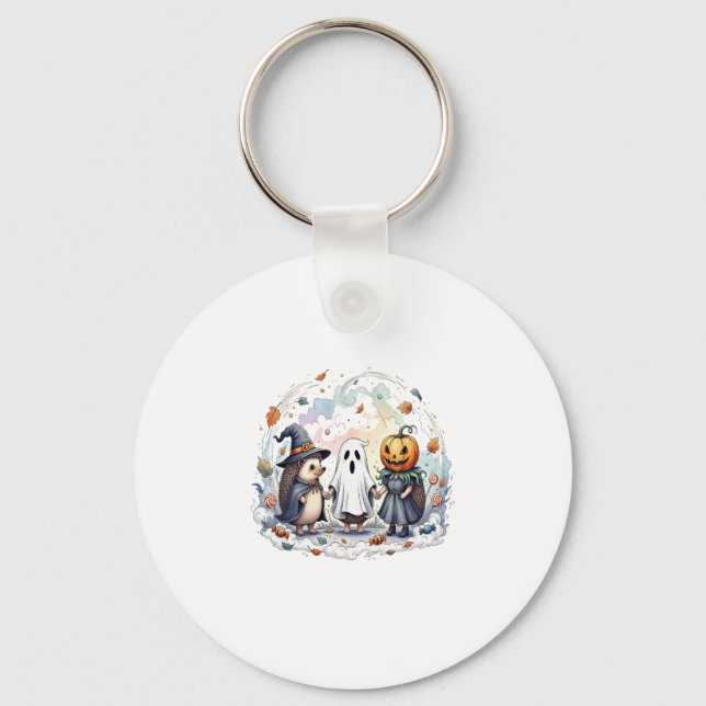 Cute Halloween Hedgehogs Costume Keychain (Front)