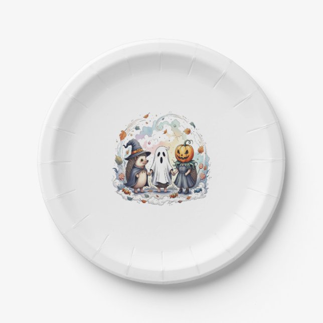 Cute Halloween Hedgehogs Costume Paper Plate (Front)