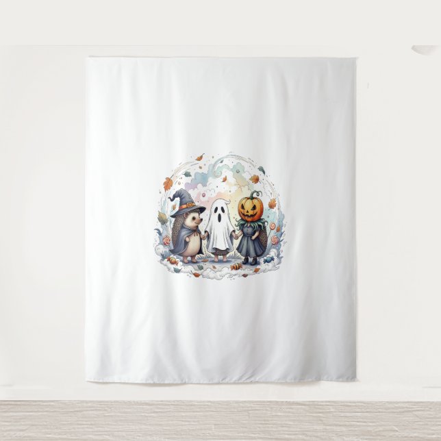 Cute Halloween Hedgehogs Costume Tapestry (Front)