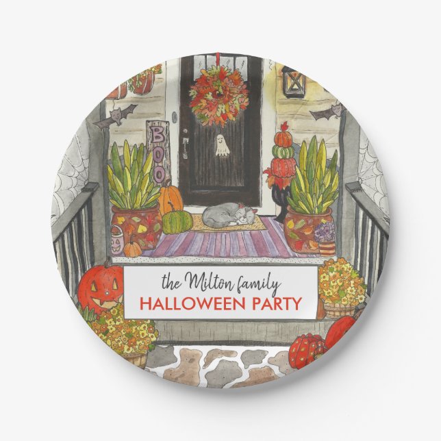 Cute Halloween House Party Paper Plate (Front)