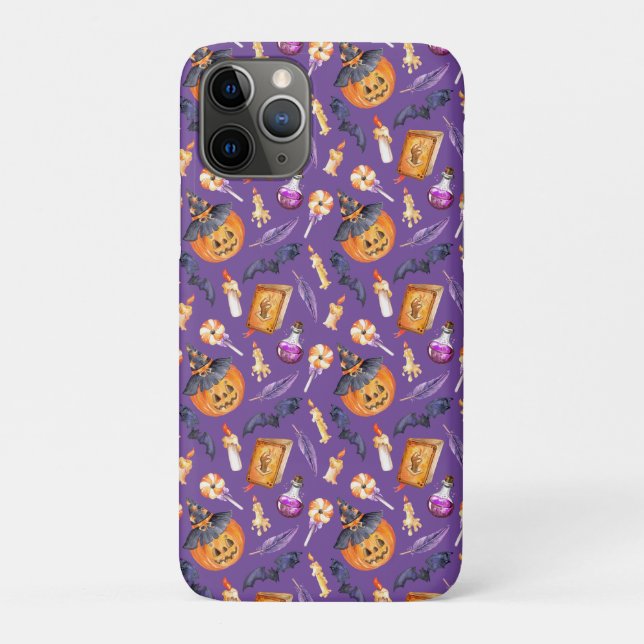 Cute Halloween illustration with pumpkin and bats  Case-Mate iPhone Case (Back)
