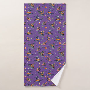 Cute Halloween illustration with witch hats Bath Towel