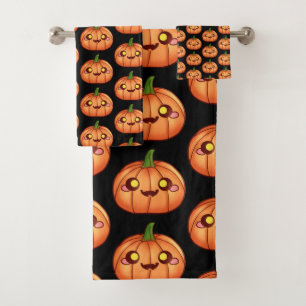 Cute Halloween Jack O Lantern Bath Towel Set