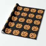 Cute Halloween Jack O Lantern Orange Black Pattern Wrapping Paper<br><div class="desc">Cute Halloween Jack O Lantern Orange Black Pattern Wrapping Paper has a fun  design for your spook party.  It has a customizable black background with small orange jack o lantern pumpkin faces pattern. Fun for kids!</div>