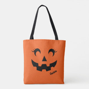 Cute Halloween Jack O'Lantern Pumpkin Orange Tote Bag