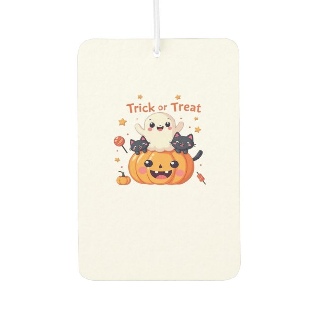 Cute Halloween - Kawaii Ghost and Black Cats Class Air Freshener (Front)