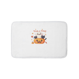 Cute Halloween - Kawaii Ghost and Black Cats Class Bath Mat