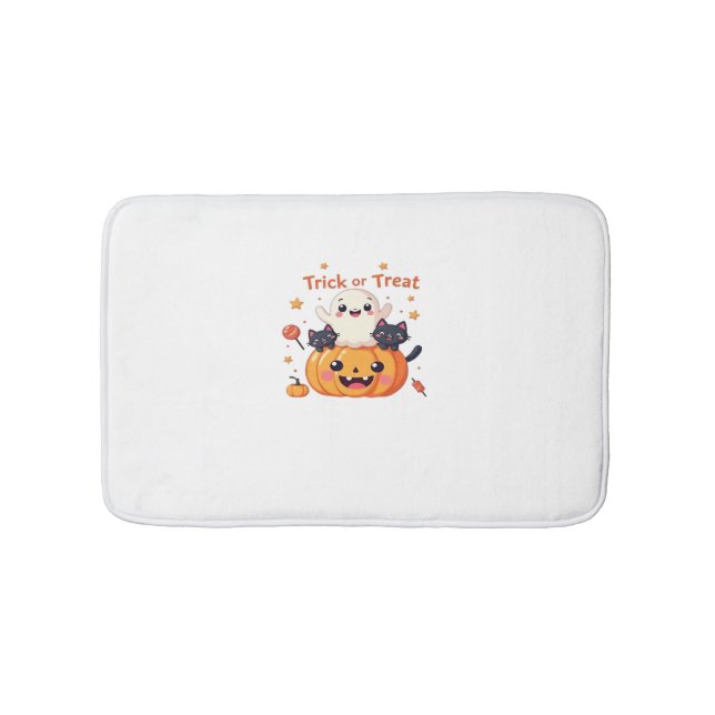 Cute Halloween - Kawaii Ghost and Black Cats Class Bath Mat (Front)