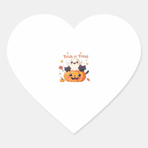 Cute Halloween - Kawaii Ghost and Black Cats Class Heart Sticker