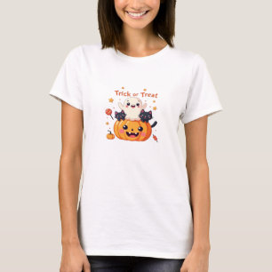 Cute Halloween - Kawaii Ghost and Black Cats Class T-Shirt