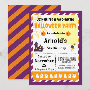 Cute Halloween Kids Birthday Party Invitation