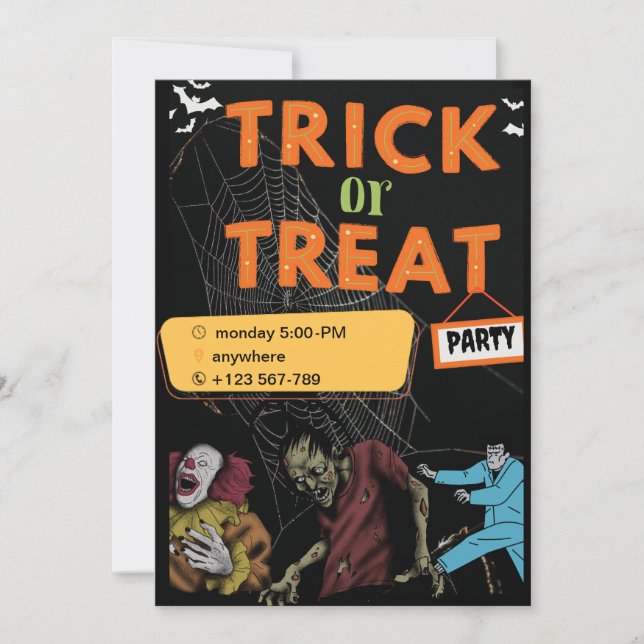 Cute Halloween Kids Birthday Party Invitation (Front)