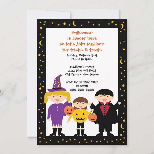 Cute Halloween Kids Costume Party Invitation (Devant)