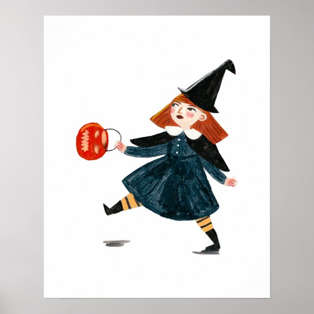 Cute Halloween kids costume trick and treat parade Poster (Front)