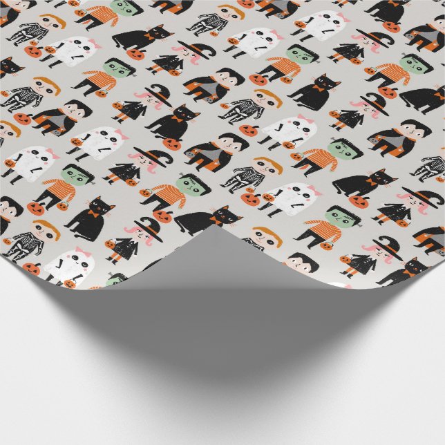 Cute Halloween Kids Illustration Wrapping Paper (Corner)