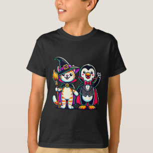 Cute Halloween Kids Penguin Vampire Cat Witch Funn T-Shirt