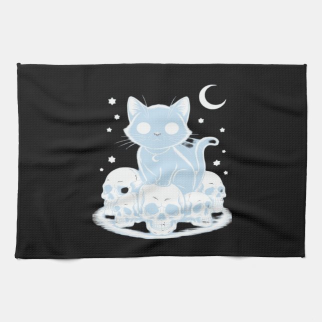 Cute Halloween Kitten Cat Gothic Aesthetic Essenti Kitchen Towel (Horizontal)