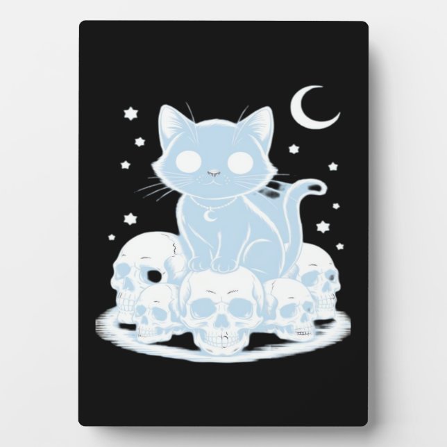 Cute Halloween Kitten Cat Gothic Aesthetic Essenti Plaque (Front)