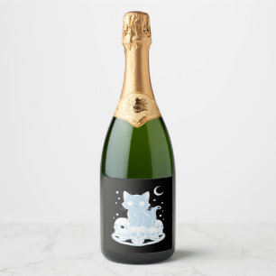 Cute Halloween Kitten Cat Gothic Aesthetic Essenti Sparkling Wine Label