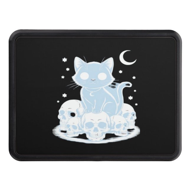 Cute Halloween Kitten Cat Gothic Aesthetic Essenti Trailer Hitch Cover (Front)