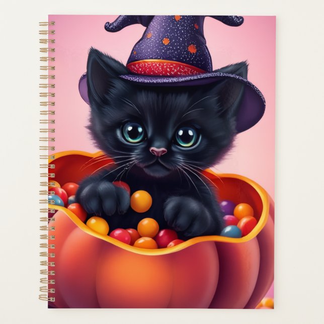 Cute Halloween Kitten noir en Citrouille (Devant)
