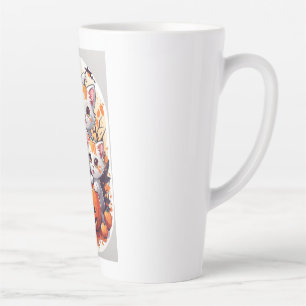 Cute Halloween Kittens with Pumpkin Card - 3 Cats Latte Mug