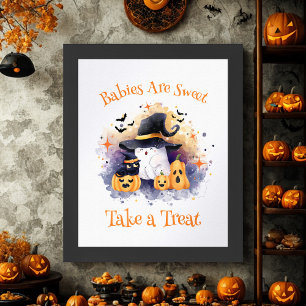 Cute Halloween Little Boo Baby Shower Favour Sign 