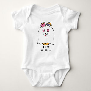 Cute Halloween Little Boo Girl Ghost Custom Name Baby Bodysuit