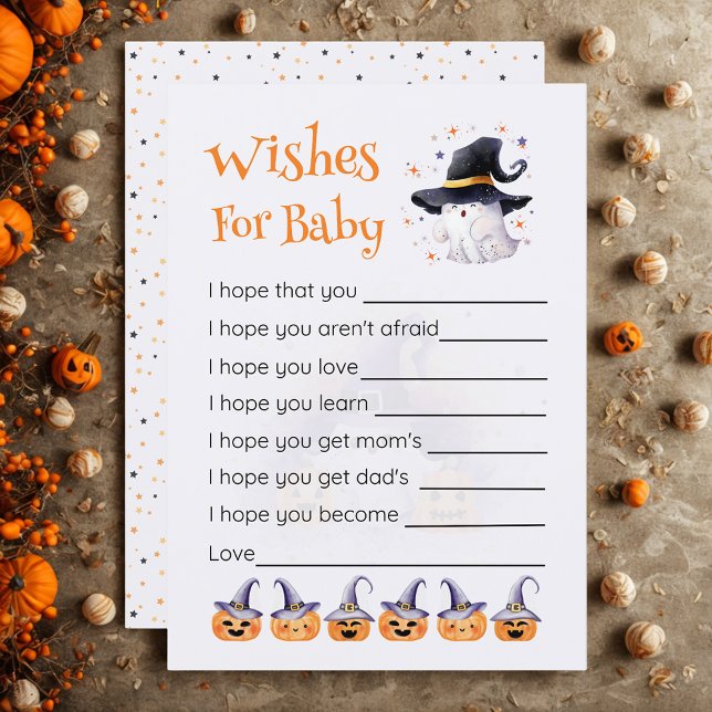 Cute Halloween Little Boo is Due Wishes For Baby  Invitation (Creator Uploaded)